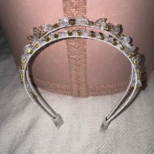 Elegant White and Gold Crystal Headband